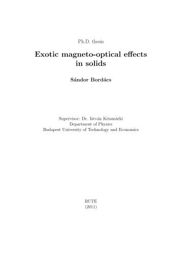 Exotic magneto-optical effects in solids - Department of Physics