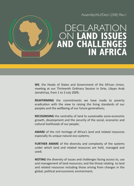 declaration on land issues and challenges in africa - United Nations ...