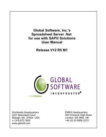 Spreadsheet Server for use with SAP Solutions - Global Software, Inc.