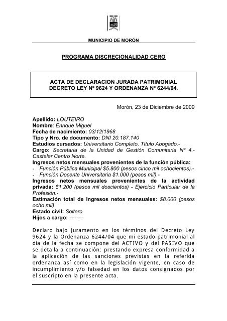 PROGRAMA DISCRECIONALIDAD CERO ACTA DE ...