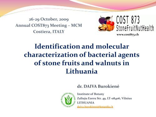 Xanthomonas arboricola pv. juglandis - Cost 873