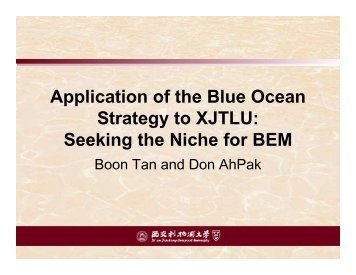 Application of the Blue Ocean Strategy to XJTLU - Xi'an Jiaotong ...
