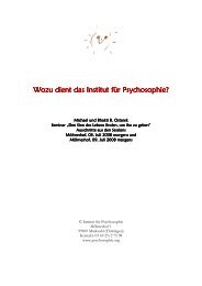 Wozu dient das Institut für Psychosophie? - psychosophie.org