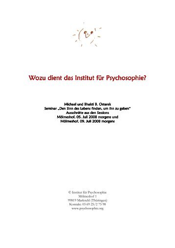 Wozu dient das Institut für Psychosophie? - psychosophie.org