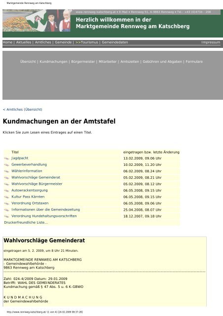 Kundmachungen an der Amtstafel - Freiheitliche Partei Rennweg