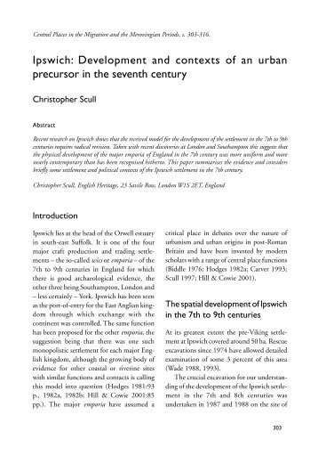 Ipswich: Development and contexts of an urban precursor in the ...