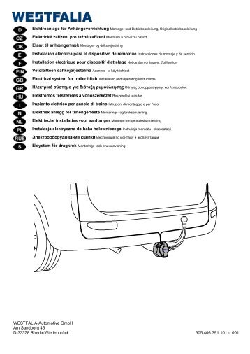 Installation and Operating Instructions - Westfalia Cycle Carrier