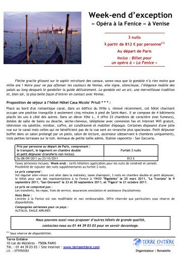 Venise - Un week-end opéra à la Fenice - Terre Entiere