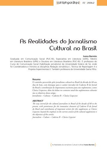 As Realidades do Jornalismo Cultural no Brasil - UERJ