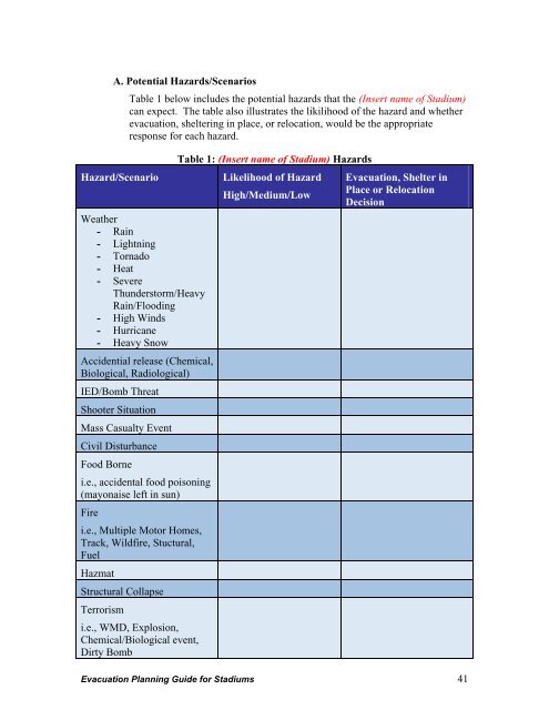 Evacuation Planning Guide for Stadiums