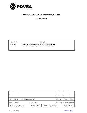 PDVSA Norma SI-S-20 Procedimientos de Trabajo - cpzulia.org