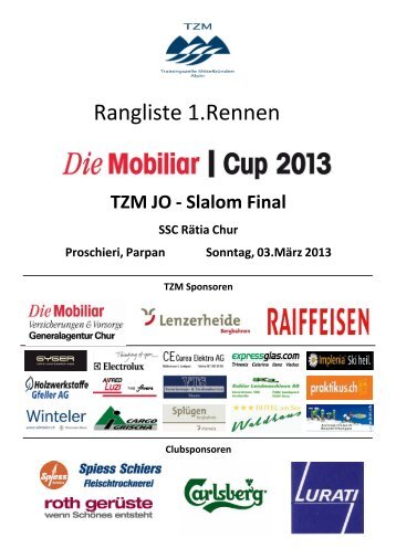 Rangliste 1.Rennen - Skiclub Arosa