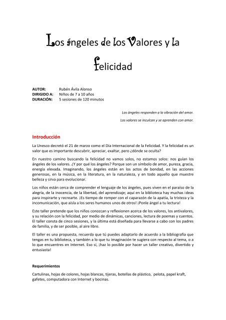 Nia Os Los A Ngeles De Los Valores Y La Felicidad