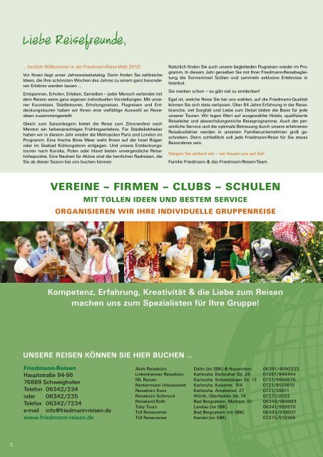 Reise-Katalog 2012 - Friedmann-Reisen