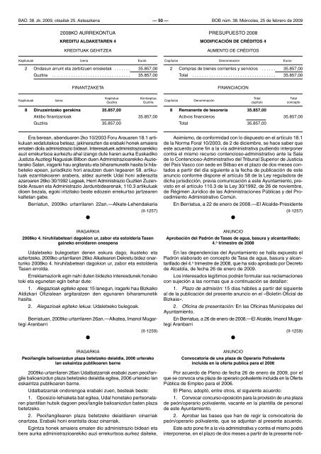 BIZKAIKO ALDIZKARI OFIZIALA BOLETIN OFICIAL DE BIZKAIA - Fruiz