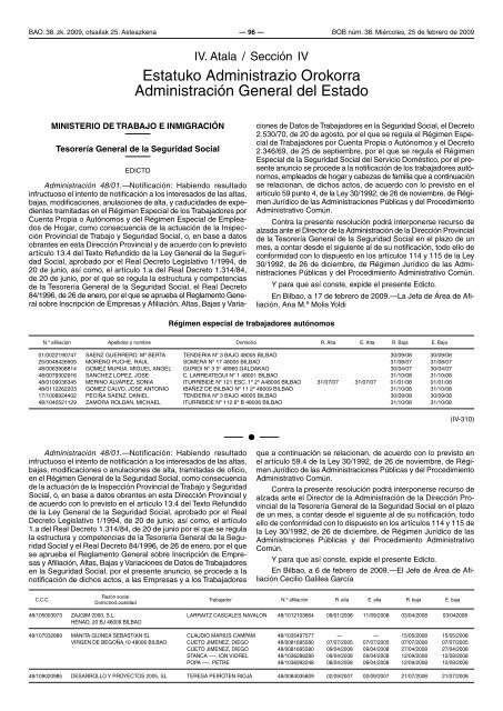 BIZKAIKO ALDIZKARI OFIZIALA BOLETIN OFICIAL DE BIZKAIA - Fruiz