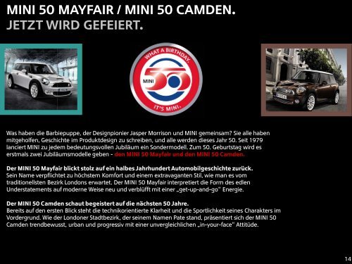 MINI 50 Mayfair / MINI 50 CAMDEN. - Garage Häusermann AG