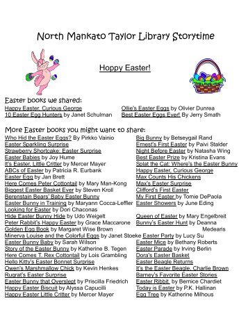 Hoppy Easter Storytime - City of North Mankato