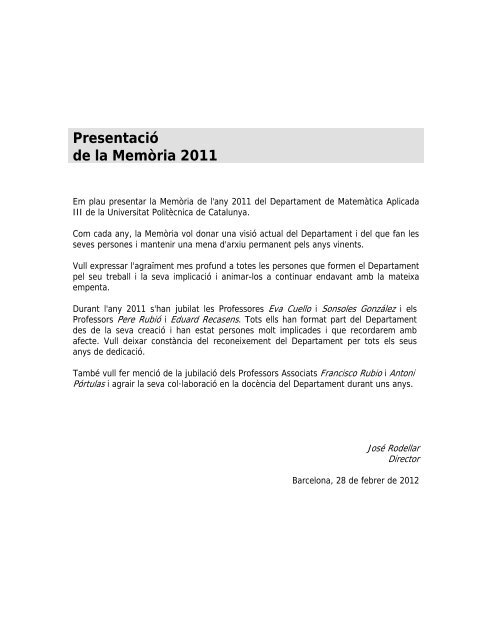 2011 MEMORIA DMA3.pdf - Departament de MatemÃ tica Aplicada ...