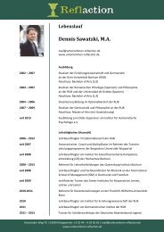 Lebenslauf Dennis Sawatzki, MA - Unternehmen Reflaction