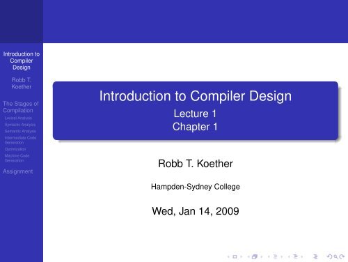 Introduction to Compiler Design - Hampden-Sydney College