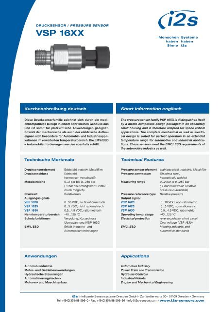 VSP 16XX - I2S Intelligente Sensorsysteme Dresden GmbH