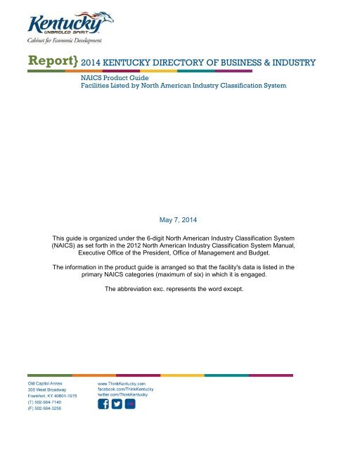 Report} 2013 KENTUCKY DIRECTORY OF BUSINESS & INDUSTRY