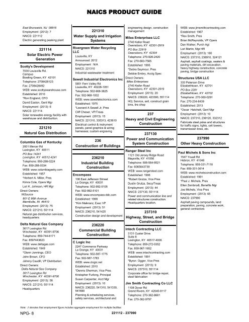 Report} 2013 KENTUCKY DIRECTORY OF BUSINESS & INDUSTRY