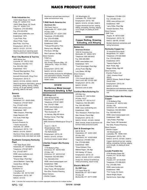 Report} 2013 KENTUCKY DIRECTORY OF BUSINESS & INDUSTRY