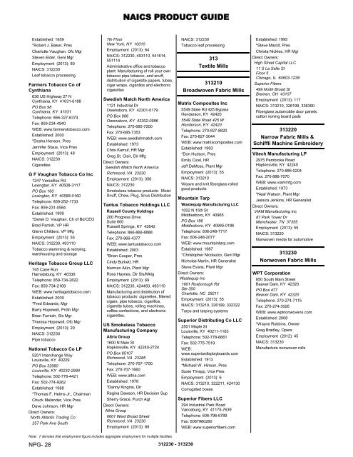 Report} 2013 KENTUCKY DIRECTORY OF BUSINESS & INDUSTRY