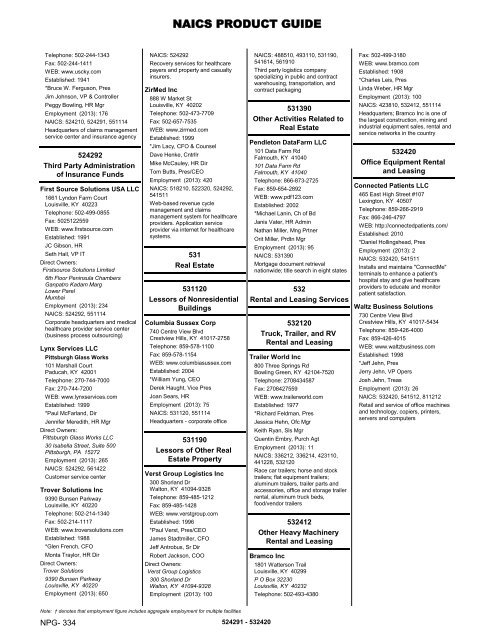 Report} 2013 KENTUCKY DIRECTORY OF BUSINESS & INDUSTRY