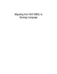 Migrating from VAX DIBOL to Synergy Language - Synergex