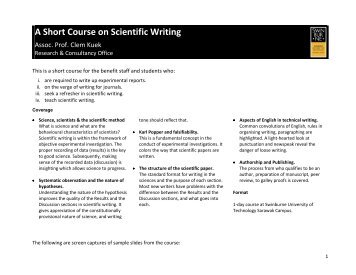 A Short Course on Scientific Writing - Swinburne University of ...
