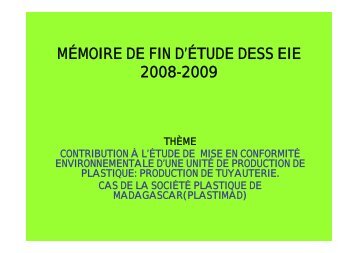 MÃMOIRE DE FIN D'ÃTUDE DESS EIE 2008 2009-2009 - Master ...