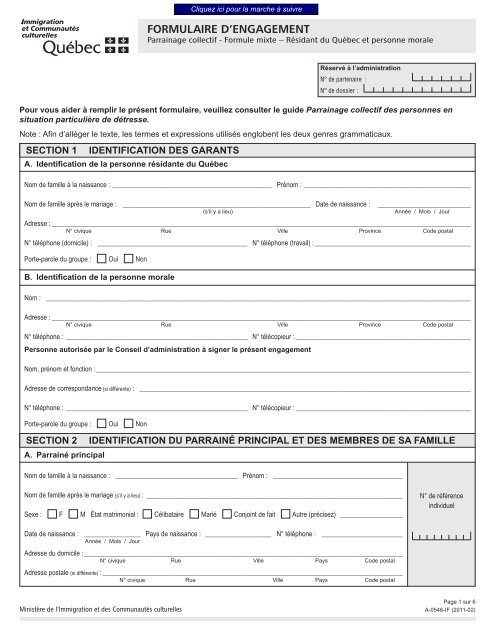 Formulaire D Engagement A Parrainage Collectif Immigration