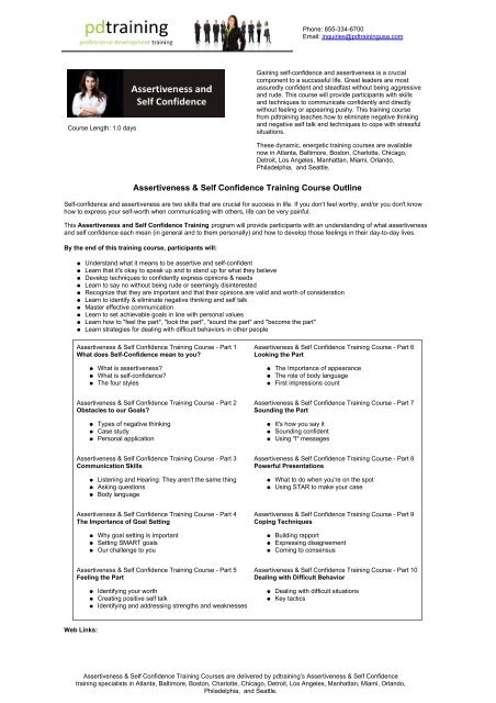 Assertiveness Self Confidence Training Course Outline Assertiveness Self Confidence Training Course Outline