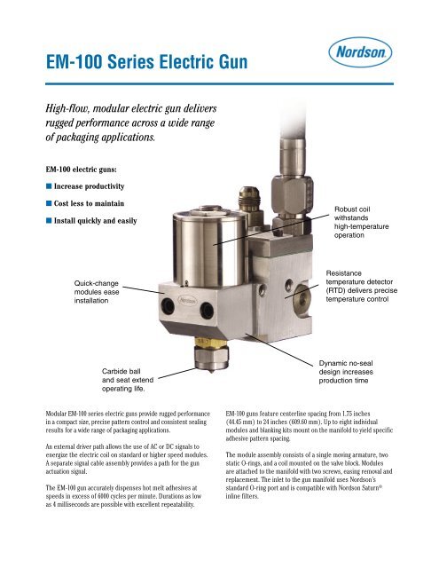 EM-100 Series Electric Guns Product Literature - Nordson Corporation