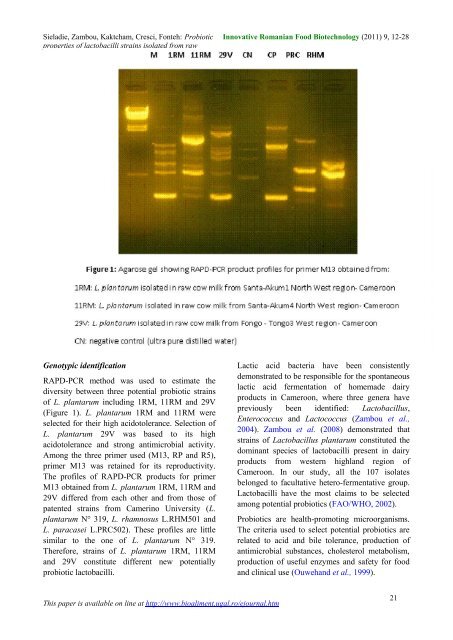 probiotic properties of lactobacilli strains isolated from ... - Bioaliment