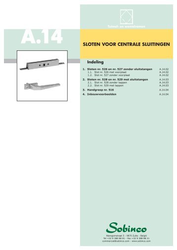 SLOTEN VOOR CENTRALE SLUITINGEN - Sobinco