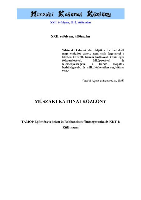 mÅ±szaki katonai kÃ¶zlÃ¶ny - Uni-Nke - Nemzeti KÃ¶zszolgÃ¡lati Egyetem