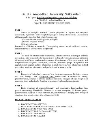 Bio-Technology (Vocational) - Dr.BR Ambedkar University