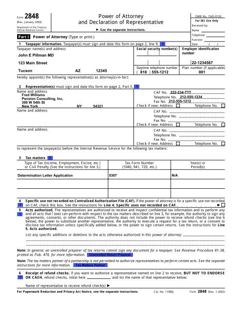 IRS Form 2848 (pdf) - ftwilliam.com