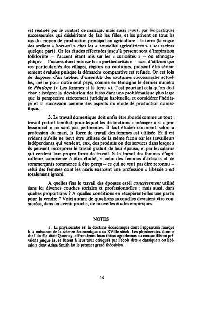 Agriculture et travail domestique : la réponse de la bergère à Engels ...