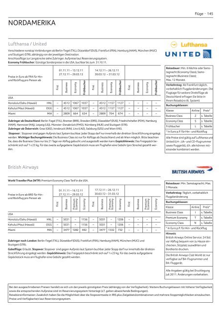 WINTER 2011 | 2012 PREIS- UND DETAILINFORMATIONEN