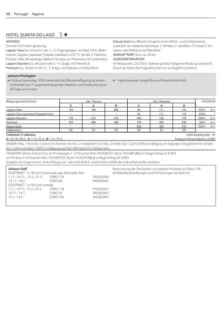 WINTER 2011 | 2012 PREIS- UND DETAILINFORMATIONEN