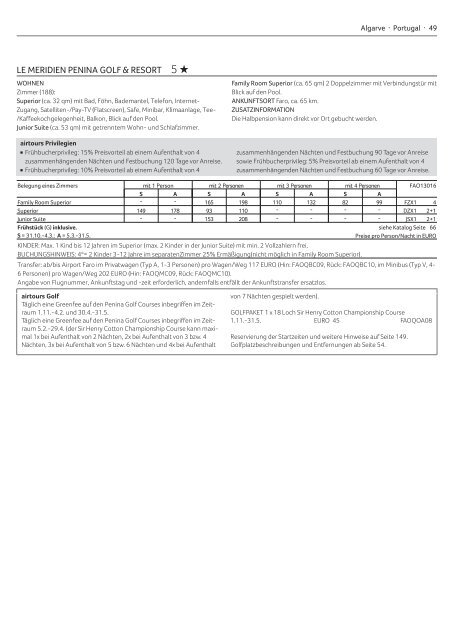 WINTER 2011 | 2012 PREIS- UND DETAILINFORMATIONEN