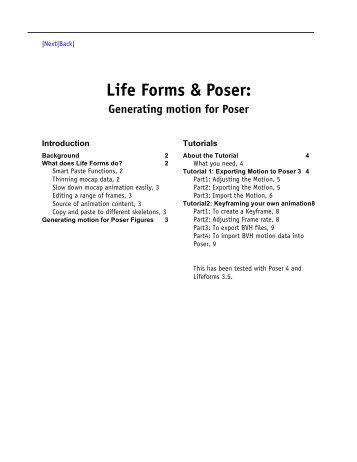 Life Forms & Poser: - Credo Interactive Inc.