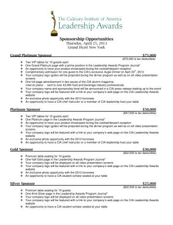 Sponsorship Form - The Culinary Institute of America