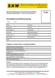 Anmeldeformular/Schulvertrag - SHW