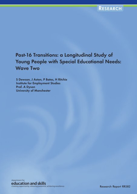 Post-16 Transitions: a Longitudinal Study of Young People with ...